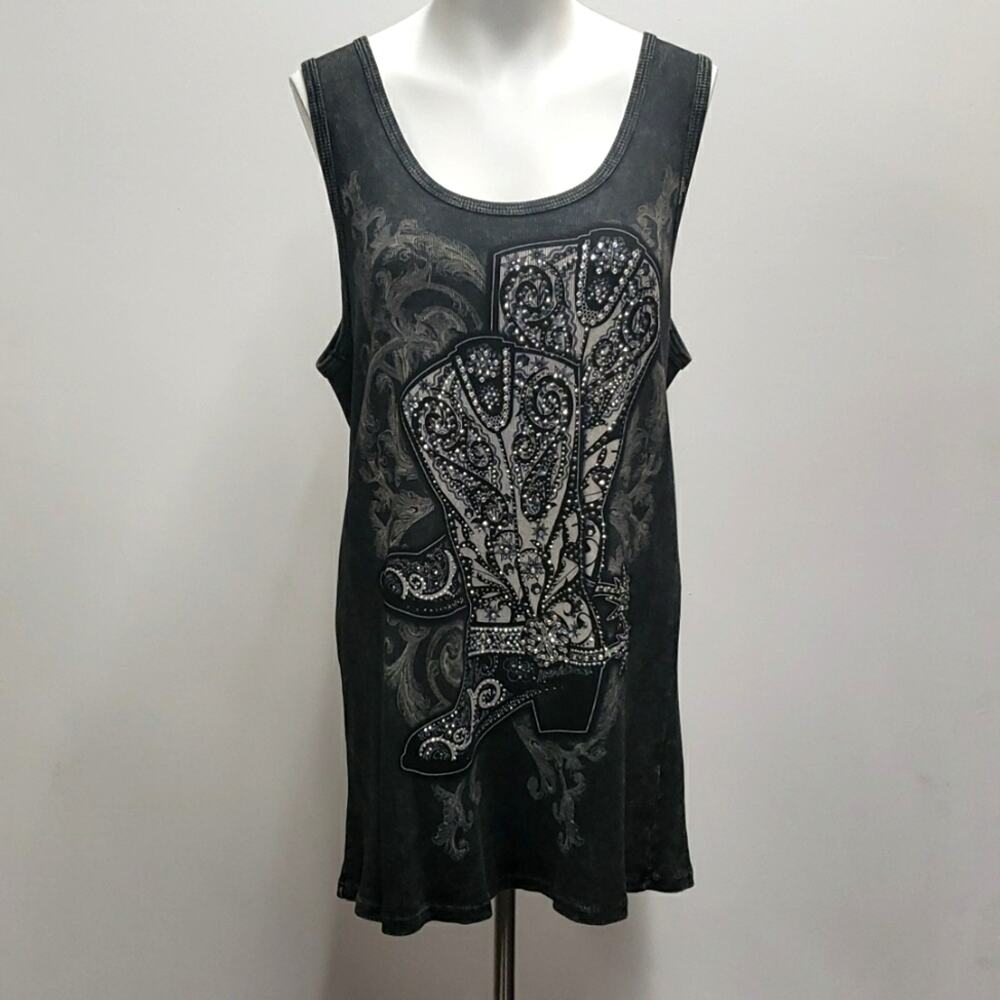Vocal Women's Sleeveless Tank Size 3X Embellished Cowgirl Boot